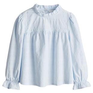 HM童装儿童女童衬衫冬时尚宽松提花梭织圆领泡泡长袖上衣1257013