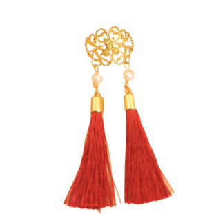 格格间原创【锁心】红色新年流苏发扣汉服头饰古风配饰百搭珍珠