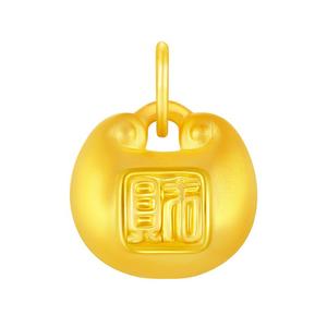 周大福文化祝福醒狮锁包葫芦足金黄金转运珠吊坠儿童周岁礼物多款
