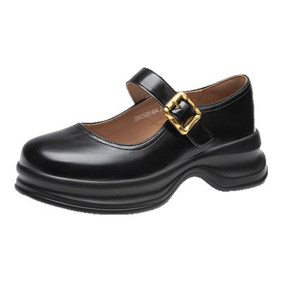 大东官方正品黑色厚底玛丽珍鞋