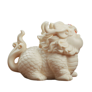 东方泥土陶瓷瑞兽麒麟貔貅招财摆件德化白瓷客厅办公桌面国潮礼品