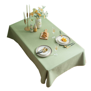 棉麻桌布防水防油免洗北欧布艺西餐绿色台布茶几咖啡会议餐桌定制