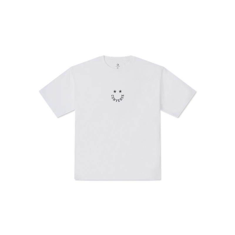 CONVERSE匡威官方 男微宽松全棉短袖笑脸印花撞色圆领T恤10027635