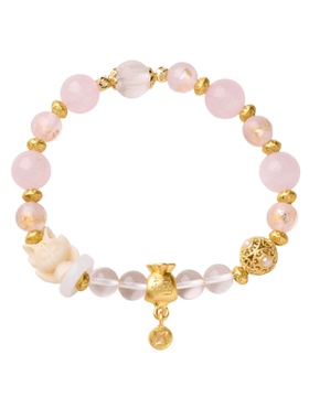 新中式祥瑞桃花凤九粉晶手串