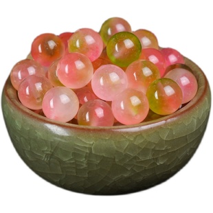 冰种蜜桃色玉髓桃花玉圆珠散珠diy手工水晶串珠饰品手链项链整包
