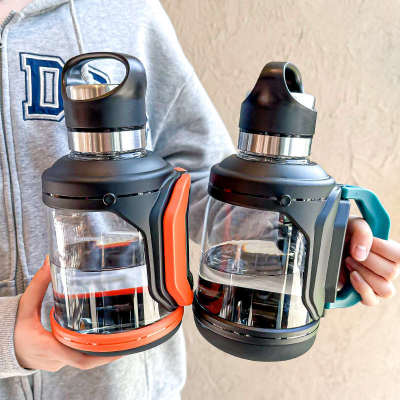 玻璃水壶男士大容量带把手茶水分离泡茶杯子家用耐高温水瓶吨吨桶