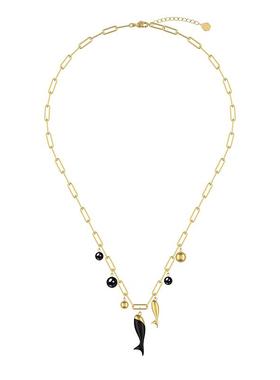 黑鱼岛张艺凡镀金吊坠项链玛瑙