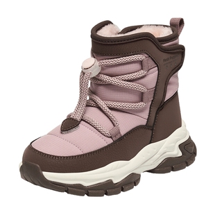 暇步士童鞋儿童棉鞋女童毛毛鞋冬季加绒加厚大棉防滑户外登山鞋子