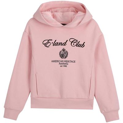 elandkids女童刺绣连帽加厚卫衣