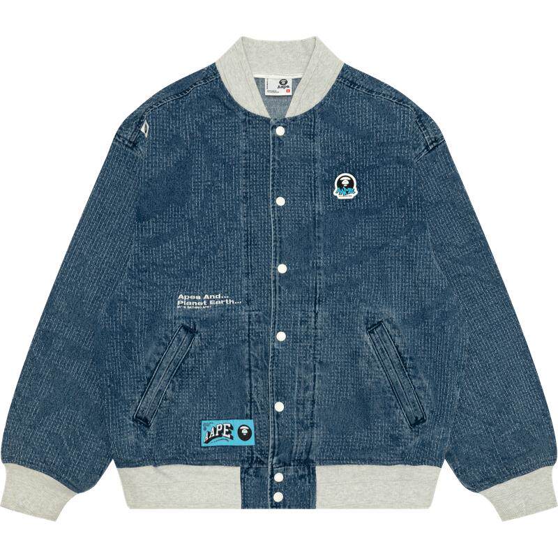 Aape迷彩牛仔休闲宽松棒球服夹克