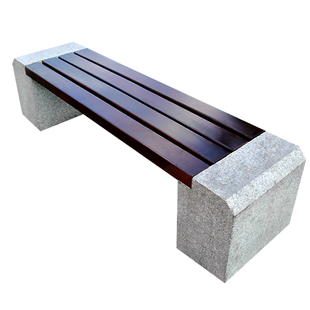 实木公园椅大理石座椅户外园林石凳子防腐实木石头长椅子广场板凳