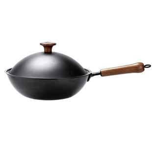 树可小黑鲸不锈熟铁锅家用炒菜锅物理不粘锅无涂层精铁炒锅燃气用