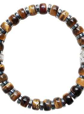 向内天然黄虎眼石直切归圆手链