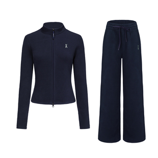 【德绒套装】安欧兔休闲运动套装女立领上衣阔腿裤跑步健身服外套