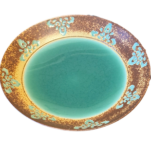 龙泉手工剃花宝相壶承盘茶点盘餐盘国风青釉摆件盘