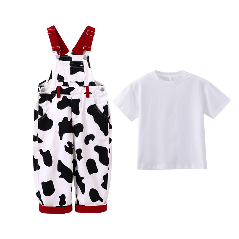 幼儿园春夏款四件套儿童演出服奶牛服小学生秋套装牛牛背带裤舞蹈
