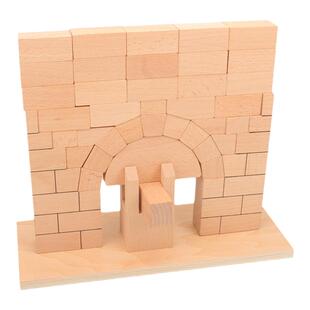 蒙氏教具木制罗马人桥搭建积木儿童益智几何形状认知实木拱桥玩具