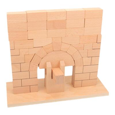 蒙氏教具木制罗马人桥搭建积木儿童益智几何形状认知实木拱桥玩具