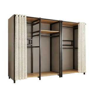 开放式衣柜落地卧室置物架防尘挂衣架家用简易金属组合收纳衣帽架