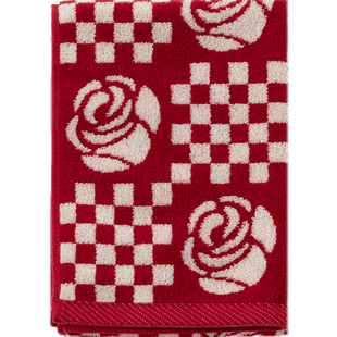 棋盘格爱心玫瑰红色浴巾结婚一对纯棉复古柔软吸水卫生间家用