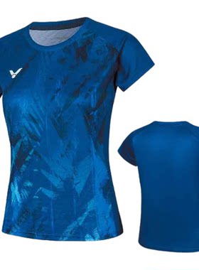 26新VICTOR胜利羽毛球服威克多签约球员大赛服女款针织T恤T56000