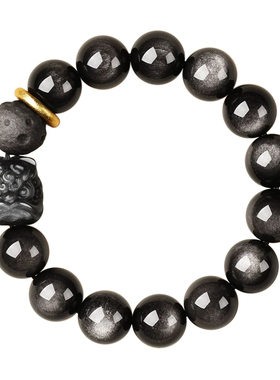 【已祝福】黑曜石醒狮招财手串