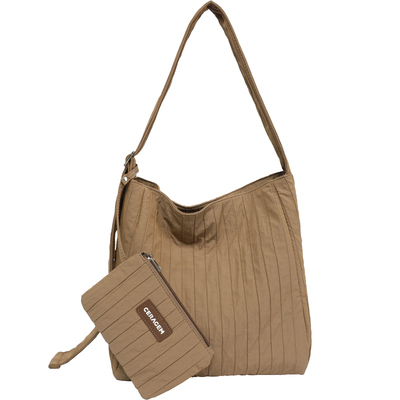 EHOOO韩版皱褶大容量水桶斜挎包