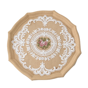 布艺蕾丝餐垫刺绣杯碗盘垫隔热垫餐盘垫法式ins风床头柜复古桌旗