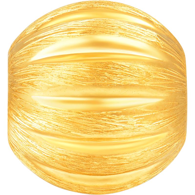 明牌珠宝瓜棱金珠硬金串珠 黄金拉丝南瓜珠足金转运珠礼物AFP1549