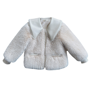 女仿皮草外套小香风儿童上衣小女孩毛毛衣秋冬款加厚棉服洋气5岁8