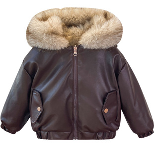 男童秋冬外套加绒加厚2025新款皮衣冬季儿童夹克宝宝冬装棉衣棉服