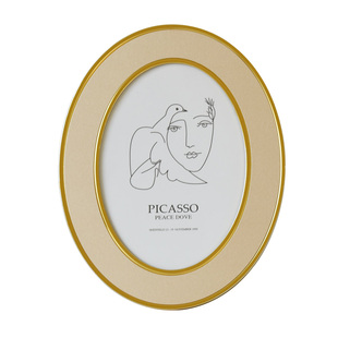 时几初 椭圆形相框摆台轻奢现代简约创意6寸7寸金属黑色照片框