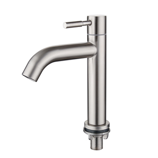 正品SUS304不锈钢拉丝单孔冷热水面盆四方洗脸盆混水阀水龙头