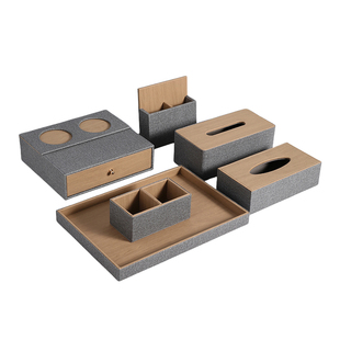 酒店民宿收纳盒定制logo皮具托盘茶叶盒客房遥控器座易耗品纸巾盒