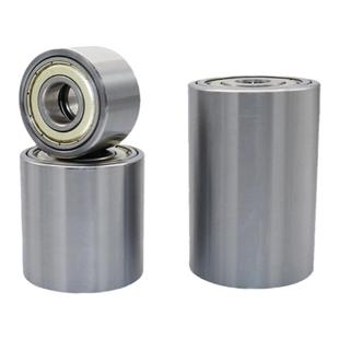 铁轮砂带机金属滚轮带双轴承无动力输送轨道轮平皮带传送压轮惰轮