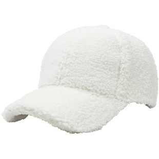 新款羊羔毛帽子女冬季时尚百搭加绒加厚保暖棒球帽大头围鸭舌帽潮