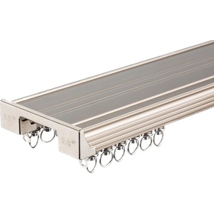 窗帘轨道双轨滑轮直轨重型加厚静音窗帘盒侧顶装导轨窗帘滑道配件