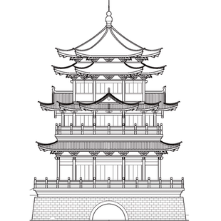 中国古建文昌阁CAD电子版 三层三十六柱斗拱重檐歇山顶建筑施工图