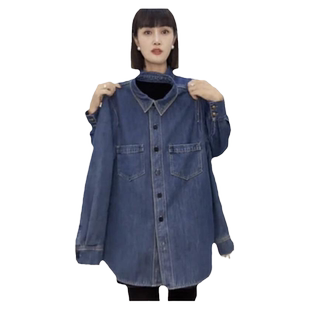 加绒牛仔衬衫女2025春装新款宽松设计感叠穿上衣休闲加厚衬衣外套