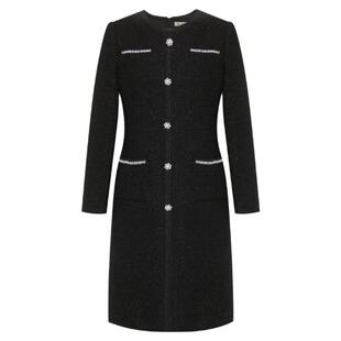 【千金玛德琳香风裙】粉蓝衣橱2025冬新款轻奢粗花呢黑色连衣裙女