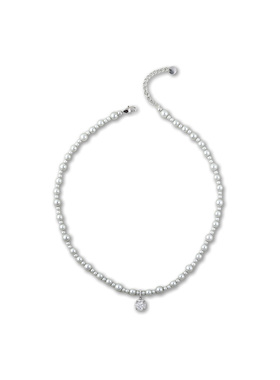 消失的她倪妮款真多奥白麻灰珍珠项链女强光轻奢港风锁骨链礼物