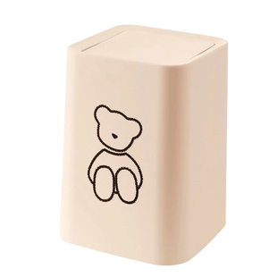 简约奶油风垃圾桶摇盖家用卫生间卧室客厅带盖创意轻奢卡通款纸篓