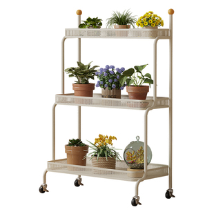 可移动花架客厅落地阳台铁艺花盆架多层小推车绿萝多肉绿植置物架