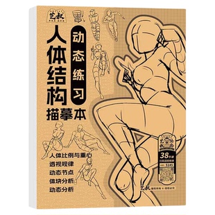 艺叔动漫画手绘描摹本漫画入门手绘练习册描摹本古风Q版人体结构绘画教程画画本绘画本控笔训练素描练习册临摹画本零基础初学者套