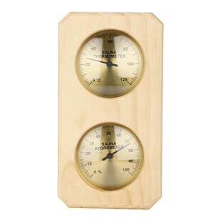 开泰桑拿汗蒸房温湿度计木框双表室内木质家用高温高精度温度湿度