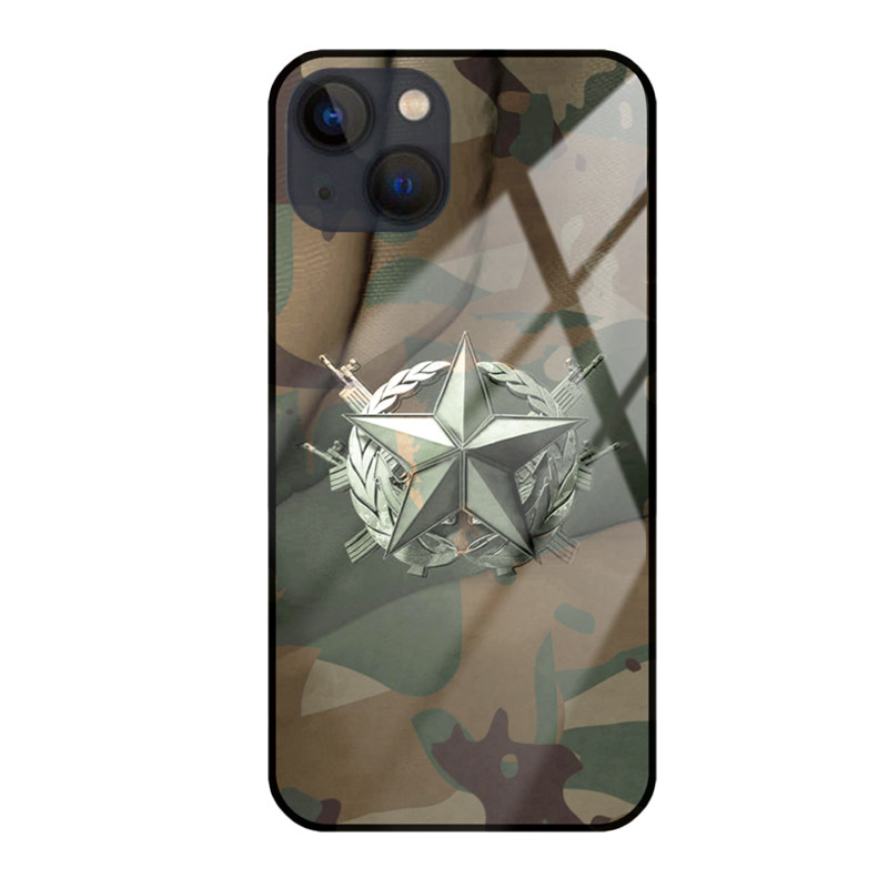 五角星迷彩玻璃手机壳iphone15 华为Pura70Pro mate60pro全包定制边框壳高级感手机套