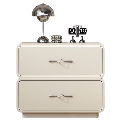 现代简约轻奢床头柜实木烤漆卧室极简风免安装床头边柜意式高级感