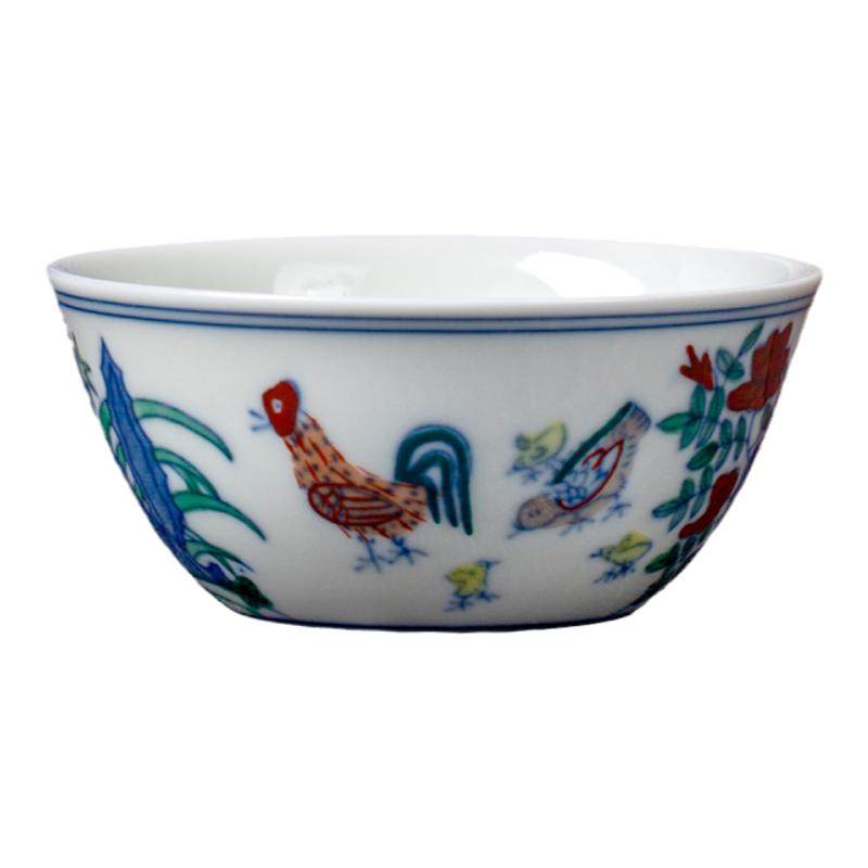鸡缸杯景德镇陶瓷大明成化主人杯茶具斗彩青花瓷景德镇纪念品中式