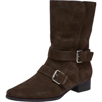 百思图2025冬季新款真皮西部靴时尚复古粗跟尖头女短靴K5053DZ5