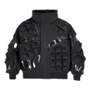 高端鹅绒外套男立领羽绒服冬季新款立体菠萝纹痞帅高街宽松羽绒衣